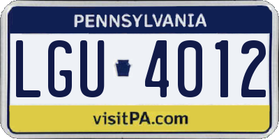 PA license plate LGU4012