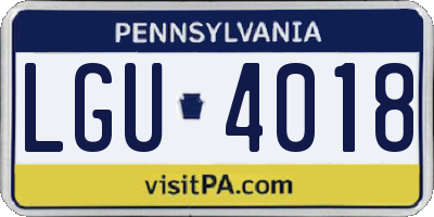 PA license plate LGU4018