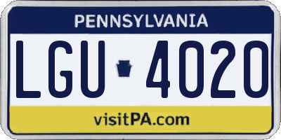 PA license plate LGU4020