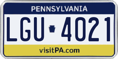 PA license plate LGU4021