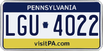 PA license plate LGU4022