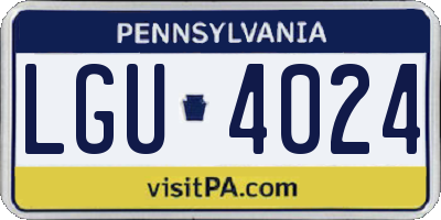 PA license plate LGU4024