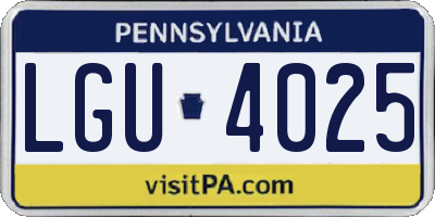 PA license plate LGU4025
