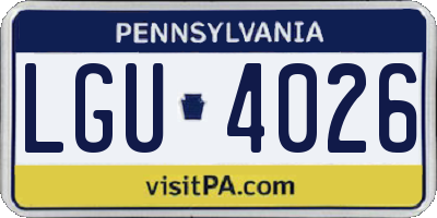 PA license plate LGU4026