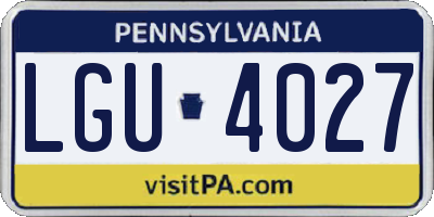 PA license plate LGU4027