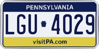 PA license plate LGU4029