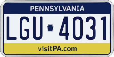 PA license plate LGU4031