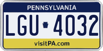 PA license plate LGU4032