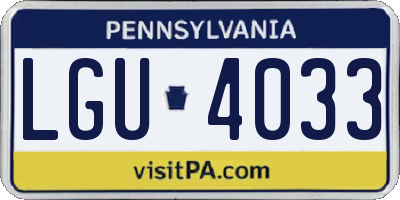 PA license plate LGU4033