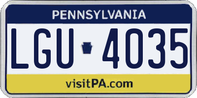 PA license plate LGU4035