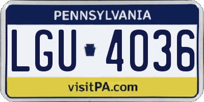 PA license plate LGU4036