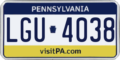 PA license plate LGU4038
