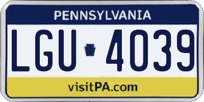 PA license plate LGU4039