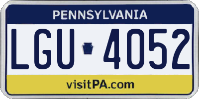 PA license plate LGU4052