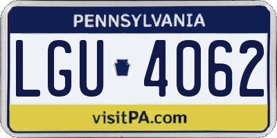 PA license plate LGU4062