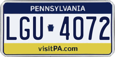 PA license plate LGU4072