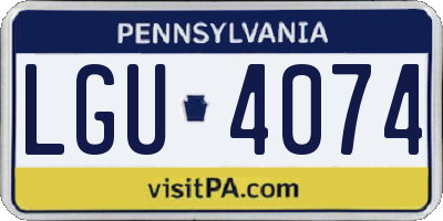 PA license plate LGU4074
