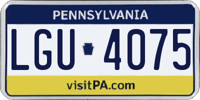 PA license plate LGU4075