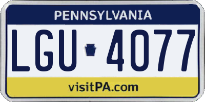 PA license plate LGU4077