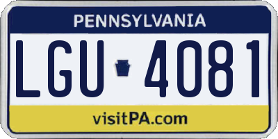 PA license plate LGU4081