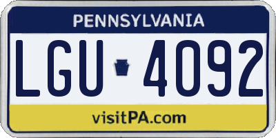 PA license plate LGU4092