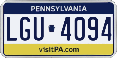 PA license plate LGU4094