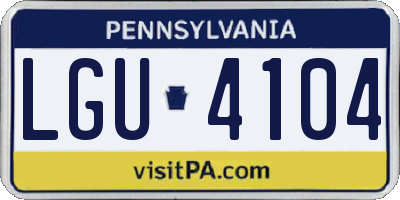 PA license plate LGU4104