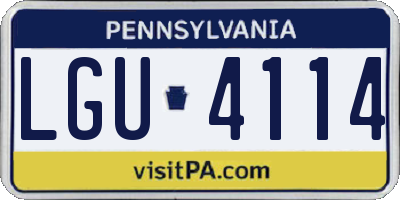 PA license plate LGU4114