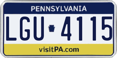 PA license plate LGU4115
