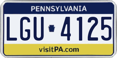 PA license plate LGU4125