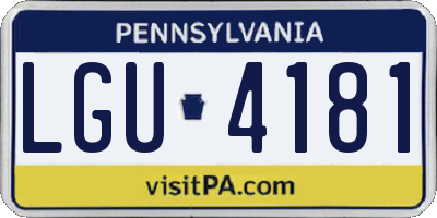 PA license plate LGU4181