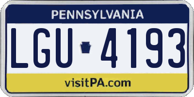 PA license plate LGU4193