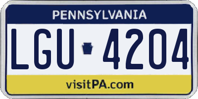 PA license plate LGU4204