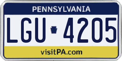 PA license plate LGU4205