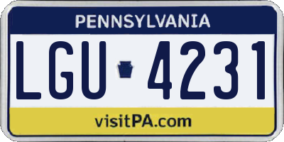 PA license plate LGU4231