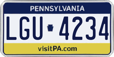 PA license plate LGU4234