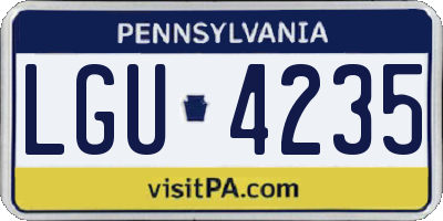 PA license plate LGU4235
