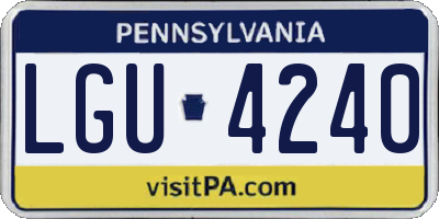 PA license plate LGU4240