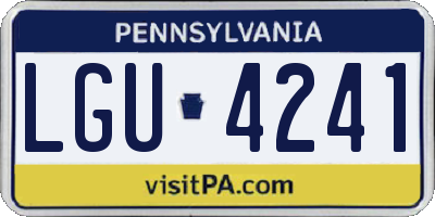 PA license plate LGU4241