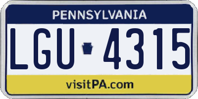 PA license plate LGU4315