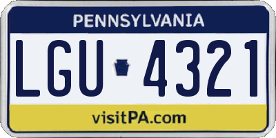 PA license plate LGU4321