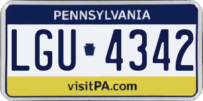 PA license plate LGU4342