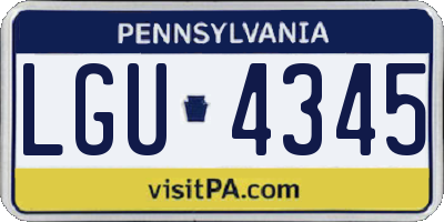 PA license plate LGU4345