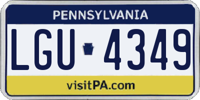 PA license plate LGU4349