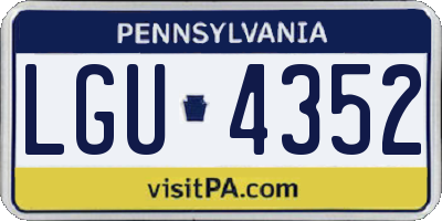 PA license plate LGU4352