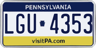 PA license plate LGU4353