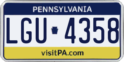 PA license plate LGU4358