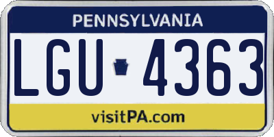 PA license plate LGU4363