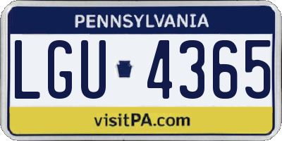 PA license plate LGU4365
