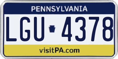 PA license plate LGU4378
